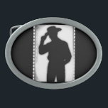 Cowboy Ovale Gürtelschnalle<br><div class="desc">Ein Bild eines Cowboys im Schatten.</div>