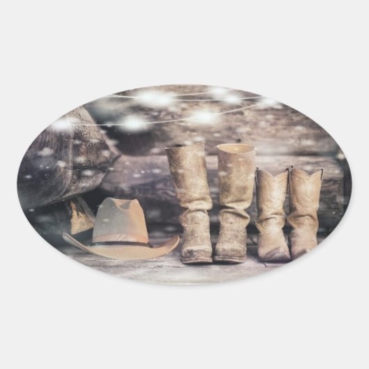 Cowboy Ovaler Aufkleber (Vorderseite)
