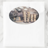 Cowboy Ovaler Aufkleber (Tasche)