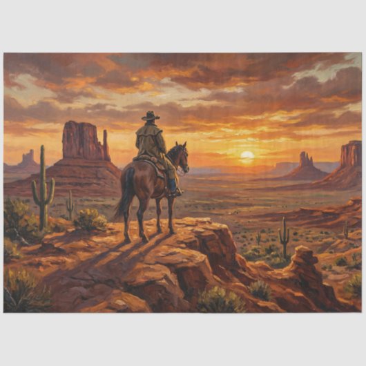 Cowboy Painted Desert Western Decoupage Seidenpapier (Vorderseite)