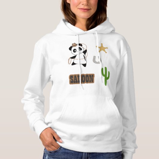Cowboy Panda Bear Saloon Western Hoodie (Vorderseite)