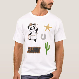 Cowboy Panda Bear Saloon Western T-Shirt