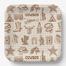 Cowboy-Papierteller, Western-Rodeo-Party
