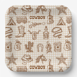 Cowboy-Papierteller, Western-Rodeo-Party Pappteller