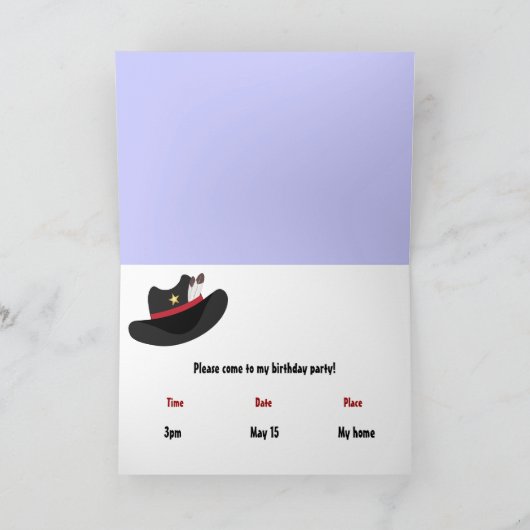 Cowboy-Party Einladung (Innenseite)