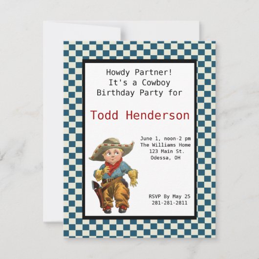Cowboy-Party Einladung (Vorderseite)