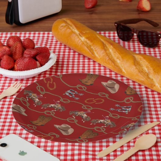 Cowboy-Party Essentials Pappteller (Picknick)