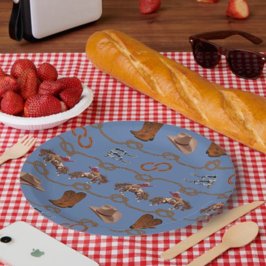 Cowboy-Party Essentials Pappteller (Picknick)