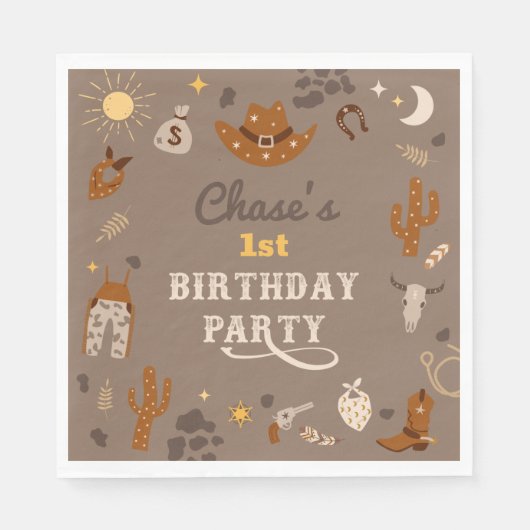 Cowboy Party Napkins | Western Party Napkins Serviette (Vorderseite)
