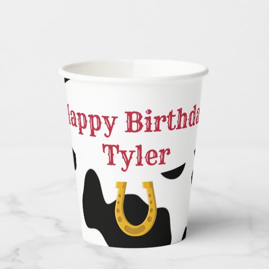 Cowboy-Party Personalisiert Pappbecher (Links)