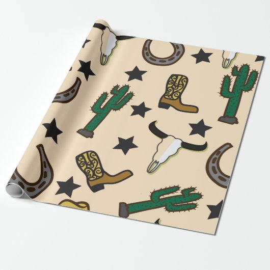 Cowboy Pattern Geschenkpapier (Ungerollt)