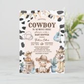 Cowboy Pattern Wild West Baby Dusche Einladung (Stehend Vorderseite)