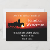 Cowboy-Pferd bei Sonnenuntergang Feier des Lebens Einladung (Rückseite)