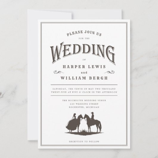Cowboy Pferd Hochzeit Einladung (Vorderseite)