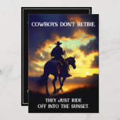 Cowboy, Pferd & Sonnenuntergang Einladung (Vorne/Hinten)