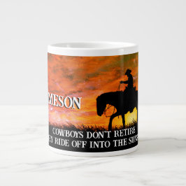 Cowboy, Pferd & Sonnenuntergang Jumbo-Tasse