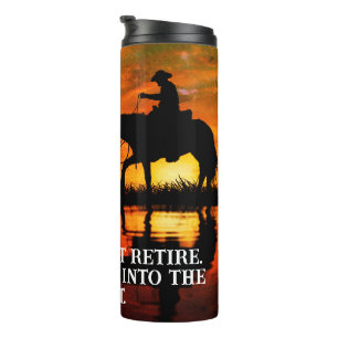 Cowboy, Pferd & Sonnenuntergang Thermosbecher