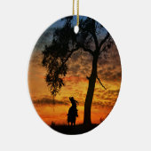 Cowboy Pferd und Eichenbaum Steer Roping Keramik Ornament (Rechts)
