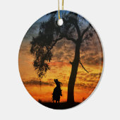 Cowboy Pferd und Eichenbaum Steer Roping Keramik Ornament (Links)