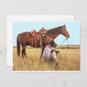 Cowboy, Pferd und Hund Postkarte (Vorne/Hinten)
