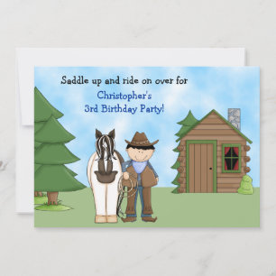 Cowboy, Pferd und Hütte Einladung zum Geburtstag