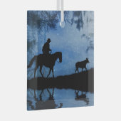 Cowboy Pferd und Steer Weihnachts Country Western Ornament Aus Glas (Vorderseite Rechts)