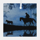 Cowboy Pferd und Steer Weihnachts Country Western Ornament Aus Glas (Rückseite)