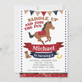 Cowboy, Pferd zum Geburtstag Einladung (Vorderseite)