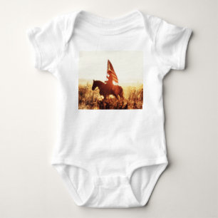 Cowboy Portrait USA Flag Thema. Baby Strampler