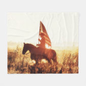 Cowboy Portrait USA Flag Thema. Fleecedecke (Vorderseite (Horizontal))