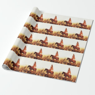 Cowboy Portrait USA Flag Thema. Geschenkpapier