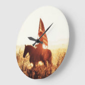Cowboy Portrait USA Flag Thema. Große Wanduhr (Winkel)