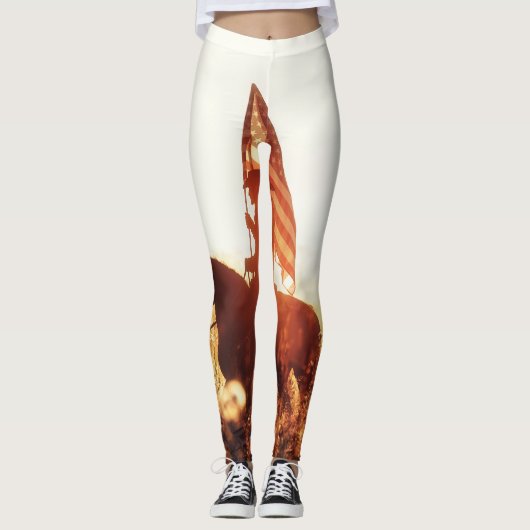Cowboy Portrait USA Flag Thema. Leggings (Vorderseite)