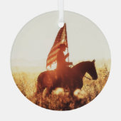 Cowboy Portrait USA Flag Thema. Ornament Aus Glas (Rückseite)