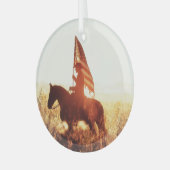 Cowboy Portrait USA Flag Thema. Ornament Aus Glas (Vorderseite links)