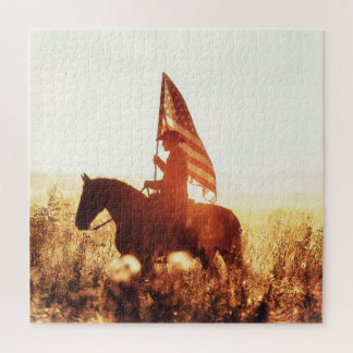 Cowboy Portrait USA Flag Thema. Puzzle