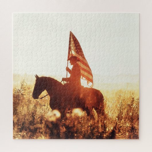 Cowboy Portrait USA Flag Thema. Puzzle (Vertikal)