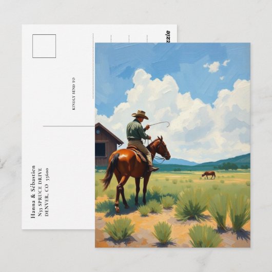 Cowboy Postkarte (Vorne/Hinten)