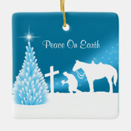 Cowboy Prachen Winterlandschaft Custom Keramikornament