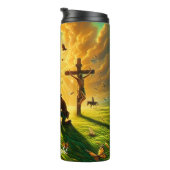 Cowboy Prays bei Crucifixe Pferdeweide Thermosbecher (Nach rechts gedreht)