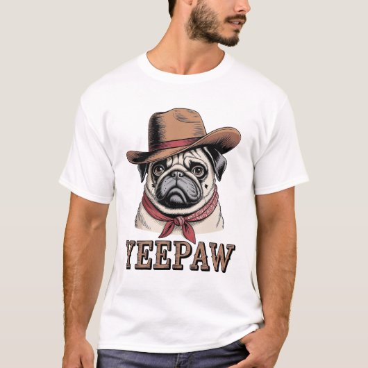 Cowboy Pug T-Shirt (Vorderseite)