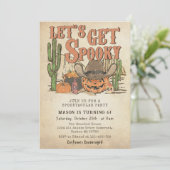 Cowboy Pumpkin Halloween Geburtstag Lasse Spooky Einladung (Stehend Vorderseite)