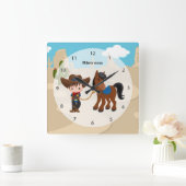 Cowboy Quadratische Wanduhr (Zuhause)