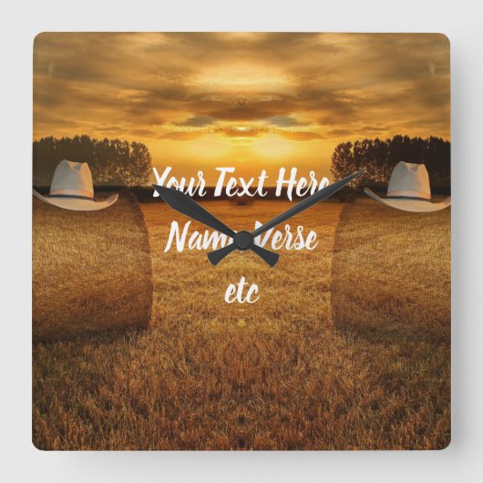 Cowboy Quadratische Wanduhr (Vorderseite)