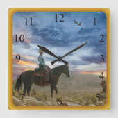 Cowboy Quadratische Wanduhr (Vorderseite)