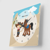 Cowboy Quadratische Wanduhr (Winkel)