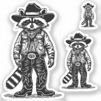cowboy raccoon aufkleber