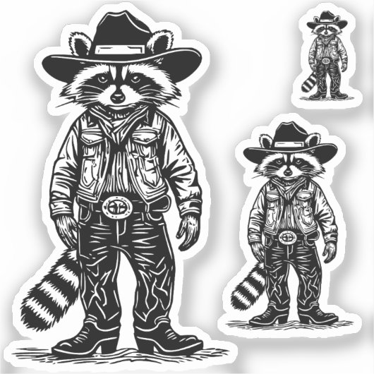cowboy raccoon aufkleber (Vorderseite)