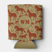 Cowboy Rancher Chestnut Brown Horns Monogram Dosenkühler (Rückseite)