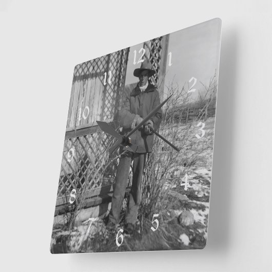 Cowboy Rancher von kanadischer Alt-West-Landwirtsc Quadratische Wanduhr (Winkel)
